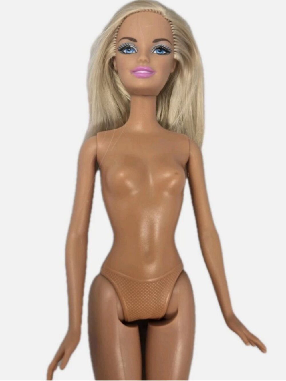 Barbie Doll 1999 Body 1998 Head Blonde Straight Hair Blue Eyes Makeup Mattel Toy